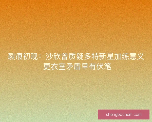裂痕初现：沙欣曾质疑多特新星加练意义 更衣室矛盾早有伏笔