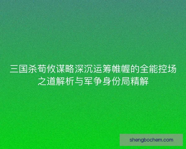 三国杀荀攸谋略深沉运筹帷幄的全能控场之道解析与军争身份局精解