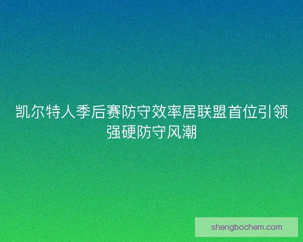 凯尔特人季后赛防守效率居联盟首位引领强硬防守风潮